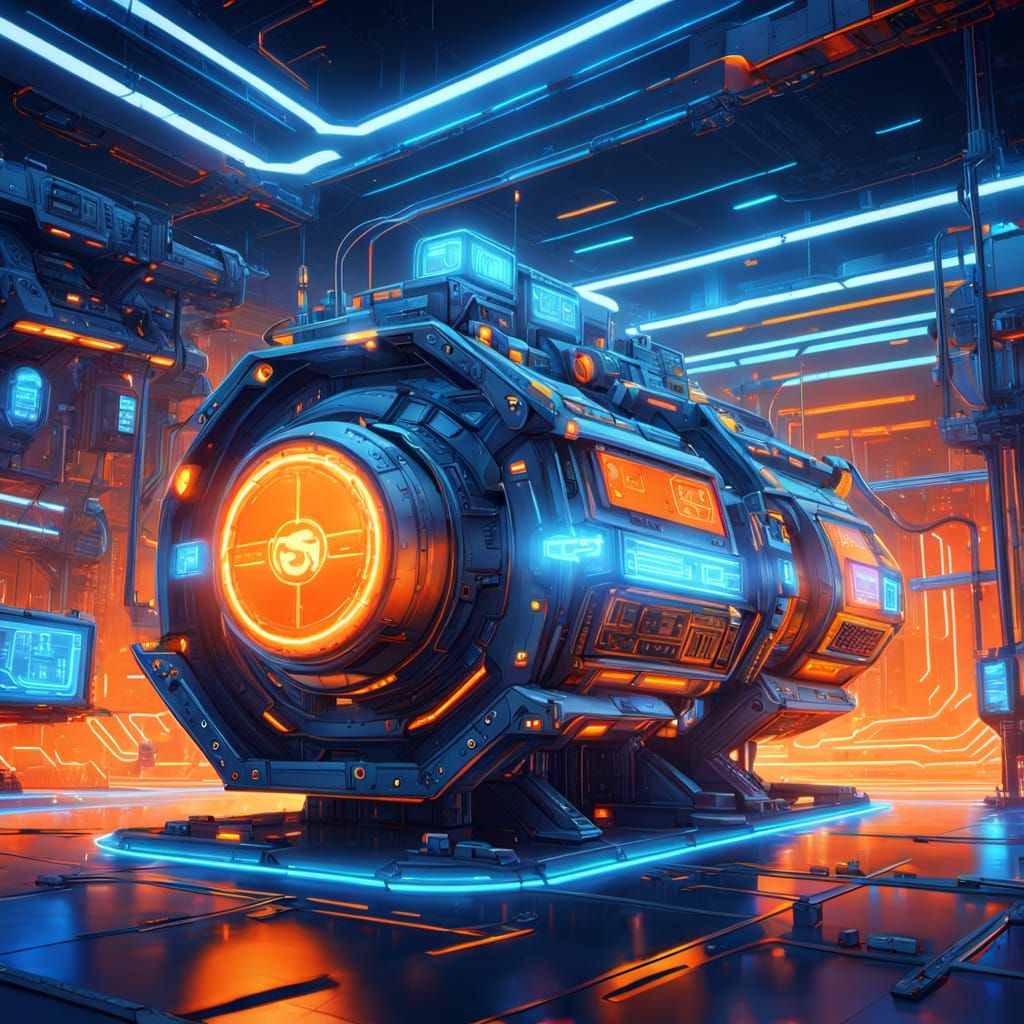 Futuristic Anime Lab with Neon Lights