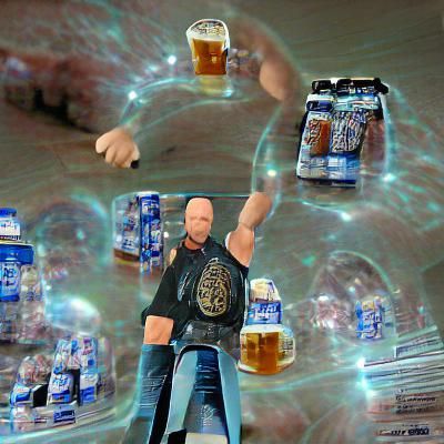 Dimensional Traveler With Beer in Surreal Art