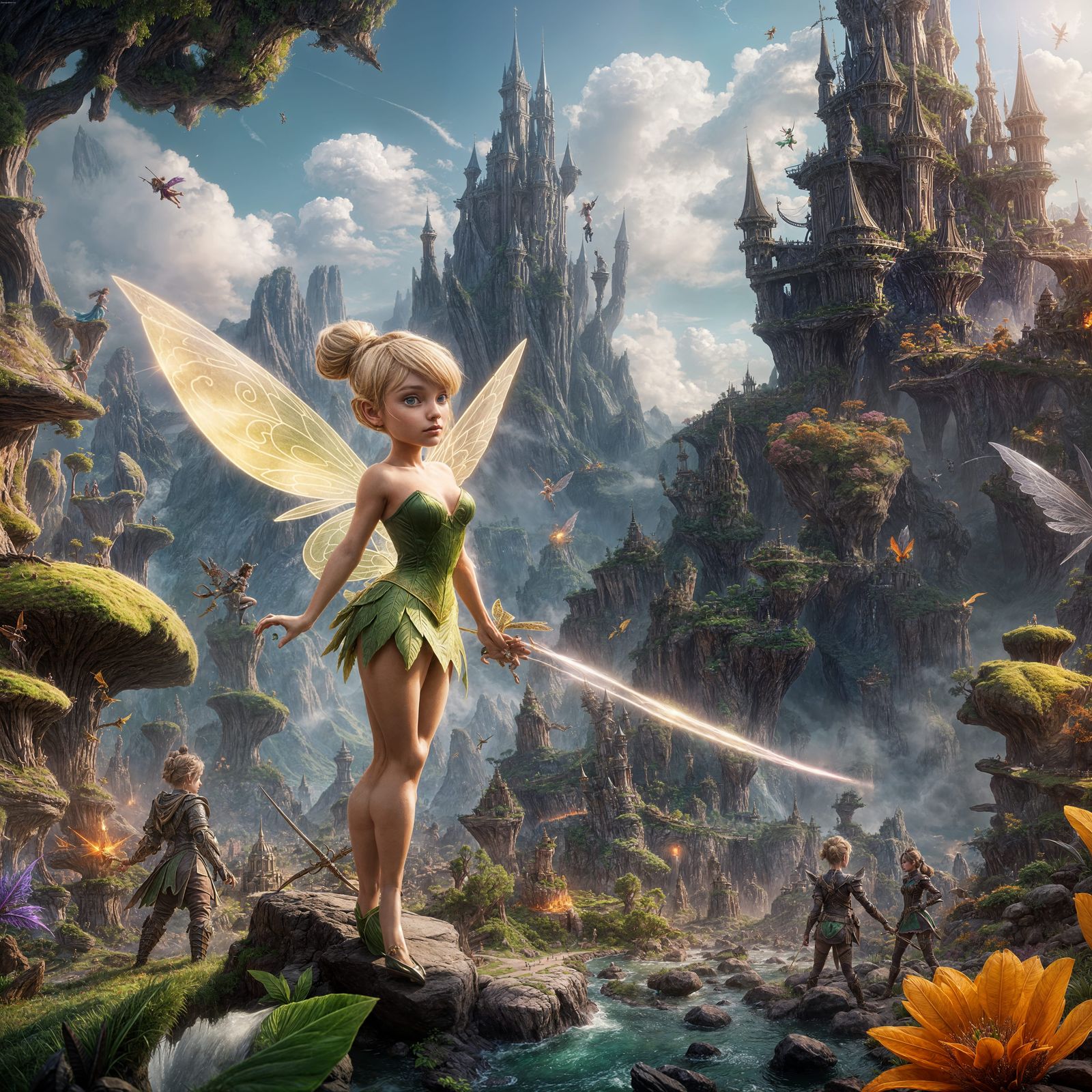 Luminous Fairy Warrior in Epic Fantasy Landscape