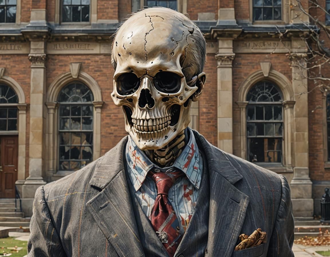 Professor Skeleton Portrait in Hyperrealistic Style