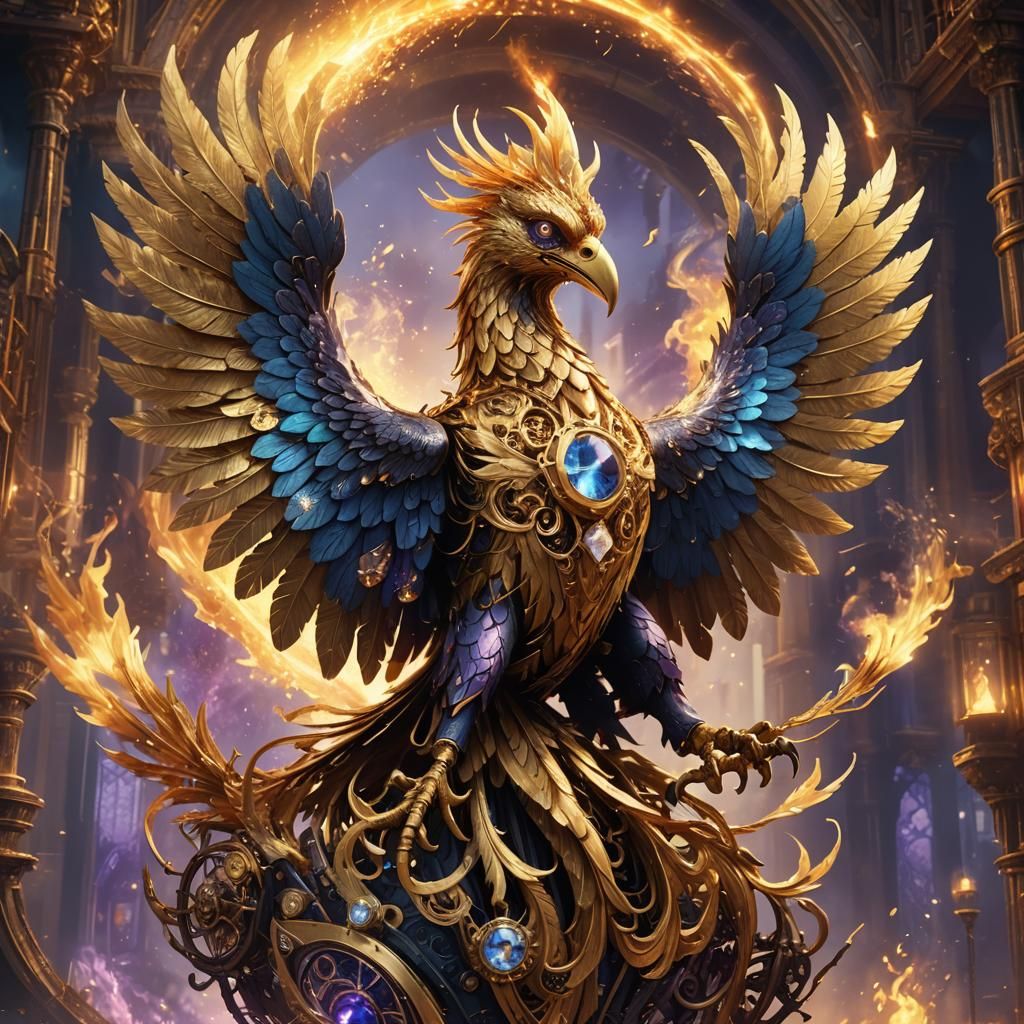 Mechanical Phoenix Rising: Fantasy Concept Art