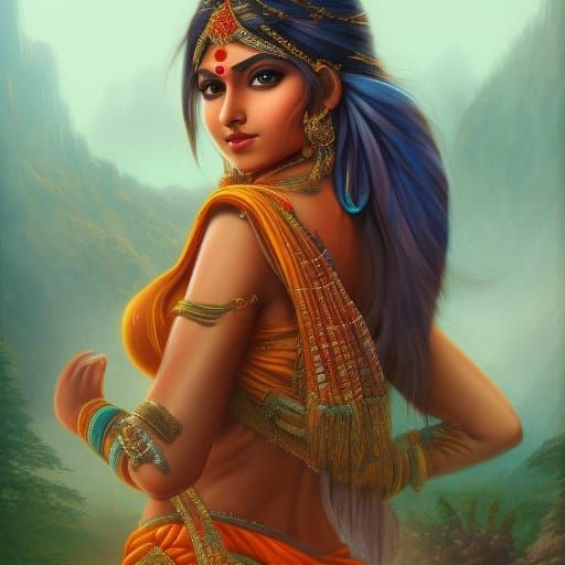 Beautiful Indian Girl: Detailed Matte Painting