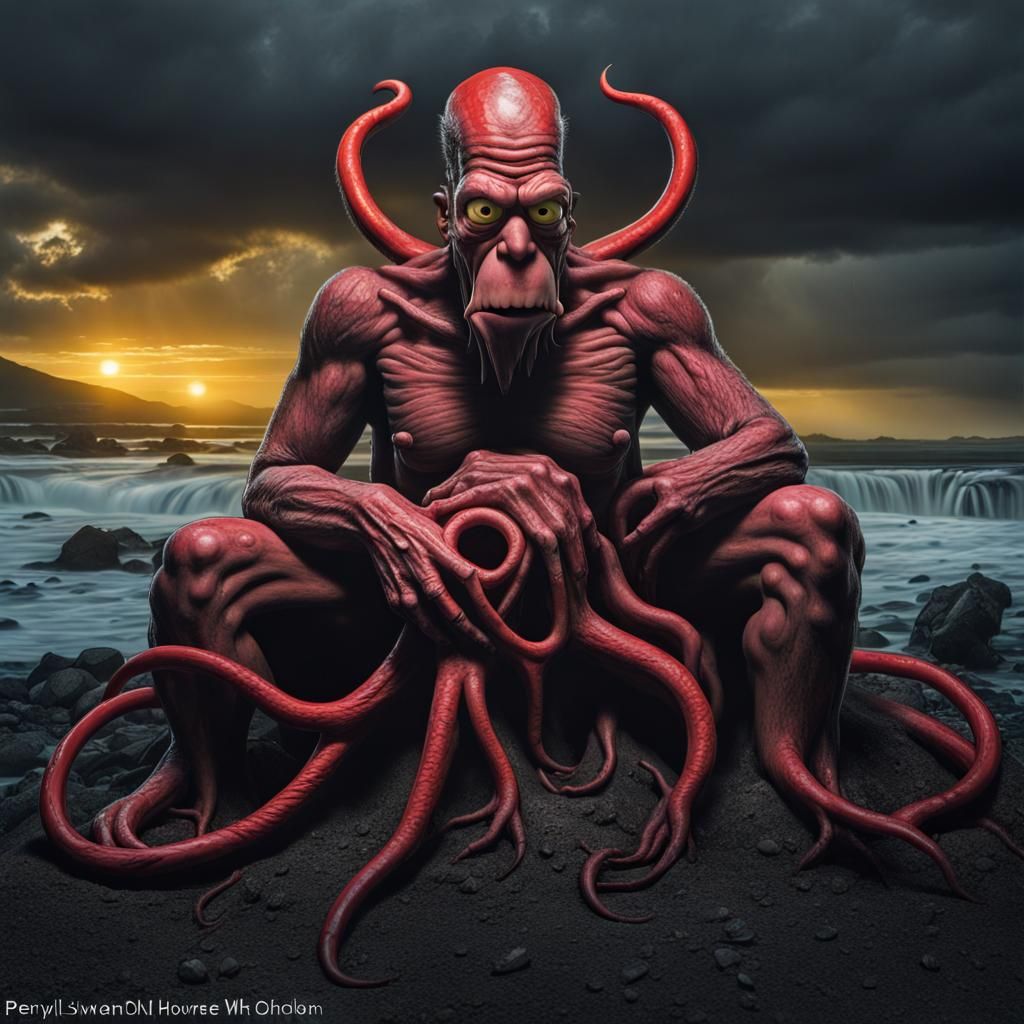 Homer Simpson as Cthulhu in Surreal Horror
