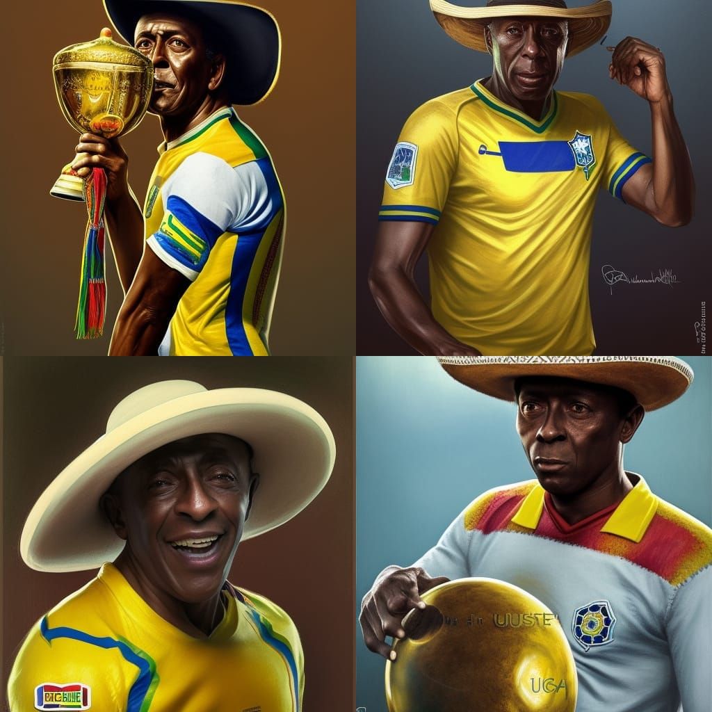 Pelé as Charro with World Cup in Brazil Colors