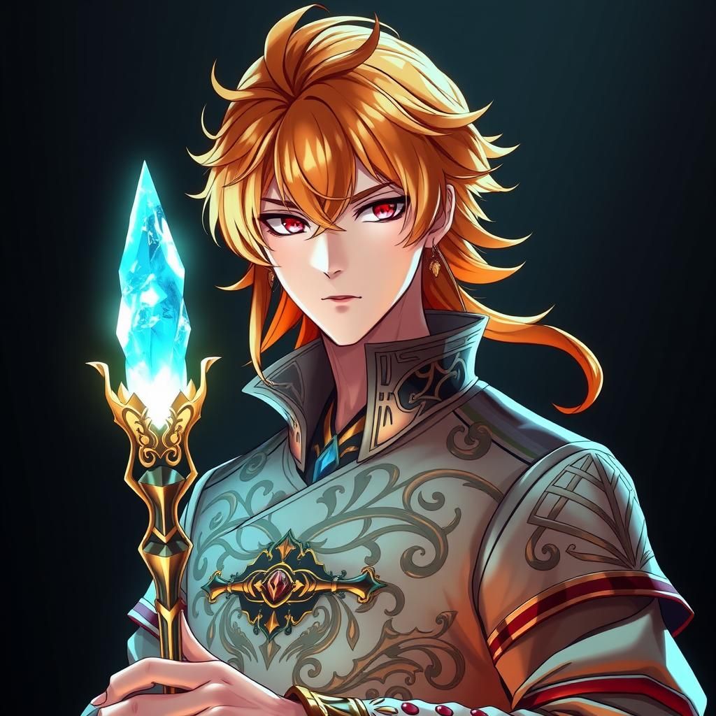 The unwise, dishonorable mage. His dancing eyes are crimson. His well-styled hair is the color of ripe apricots.