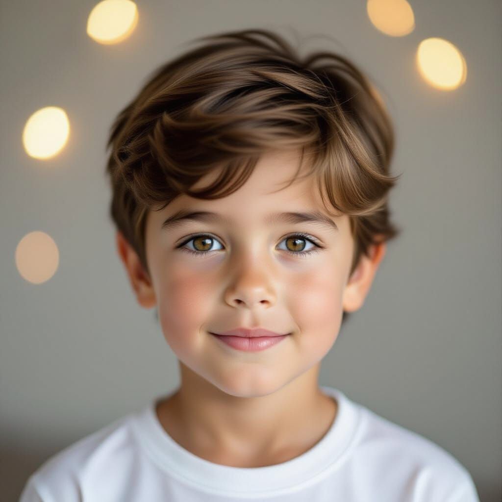 Close-Up Portrait of Engaging 9-Year-Old Boy