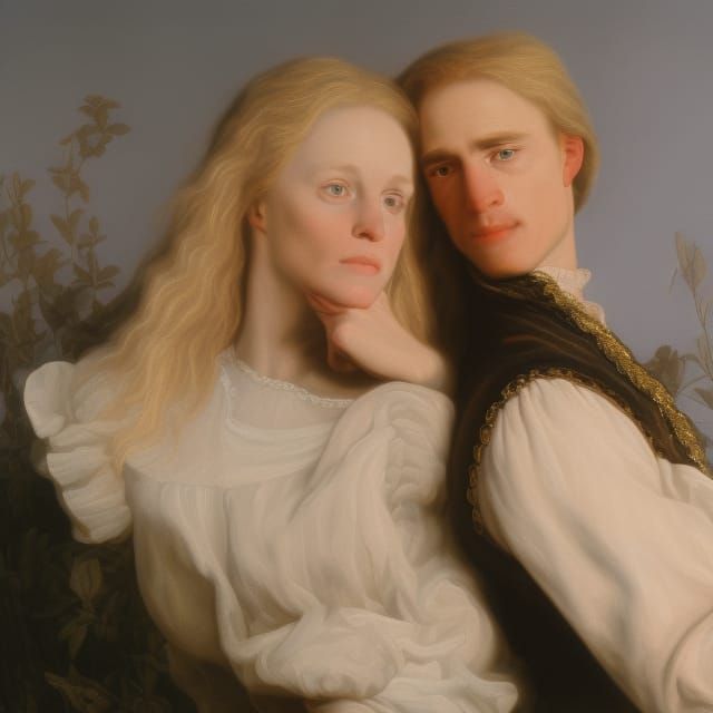 Romantic Meadow Sunset: A Photorealistic Portrait