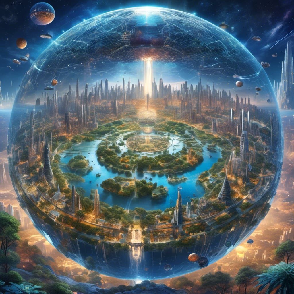 Dyson Sphere Reveals Magnetar Core and City Park