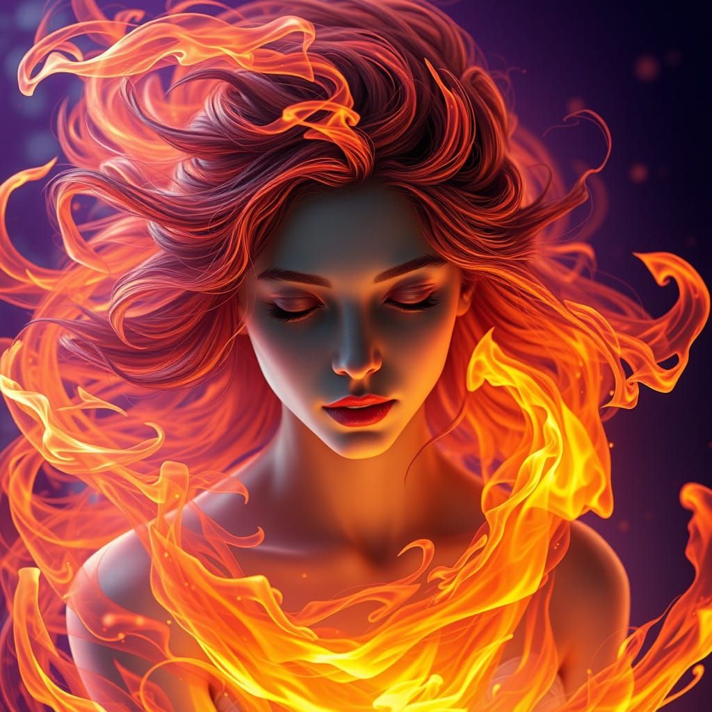 Girl in Ethereal Inferno