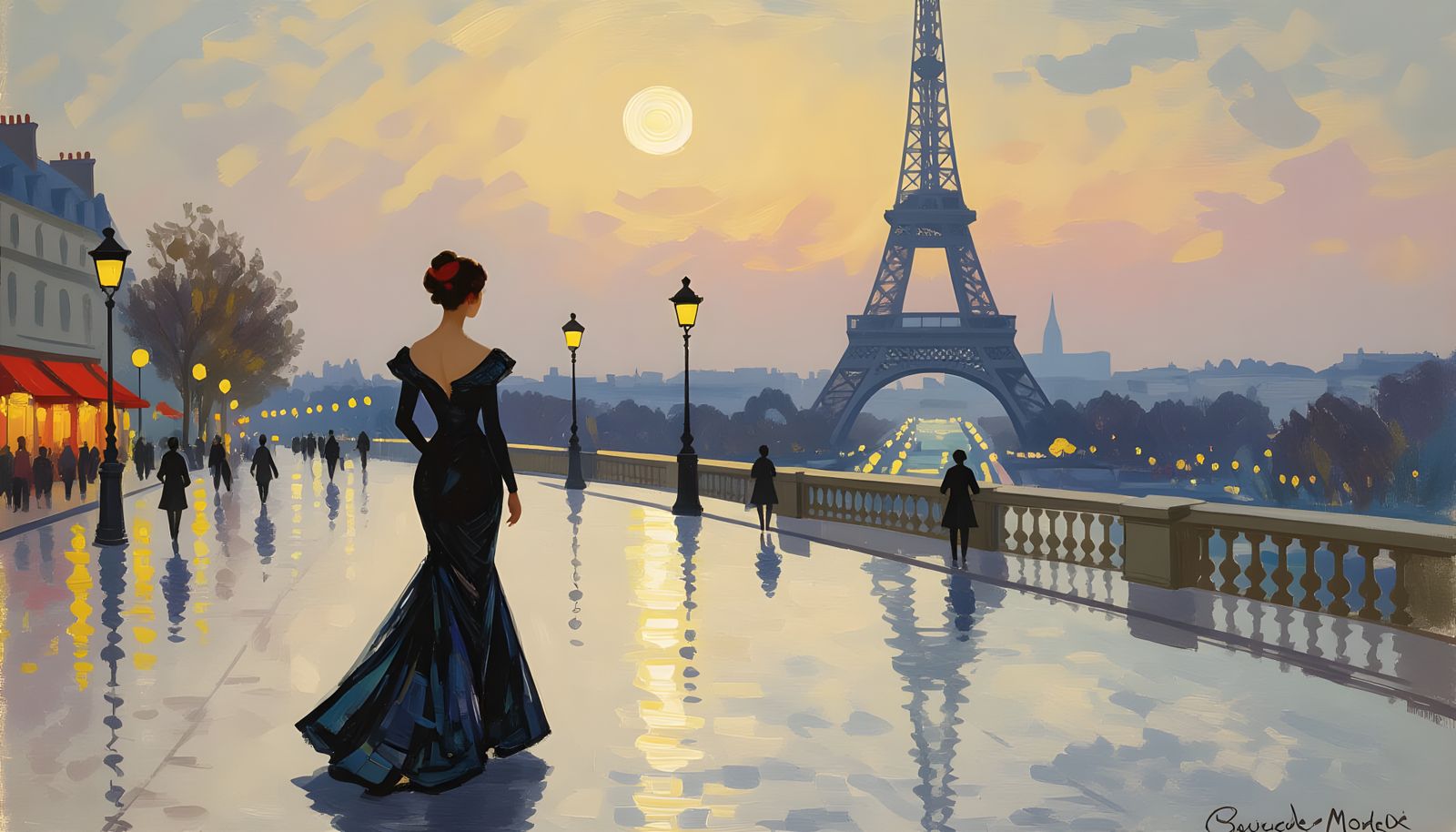 Moonlit Night Over Paris