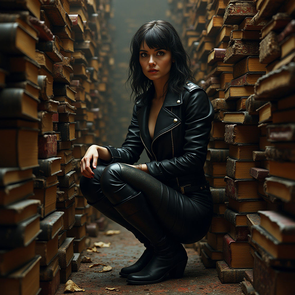 Leather-Clad Librarian Uncovers Secrets in Fantasy Illustrat...