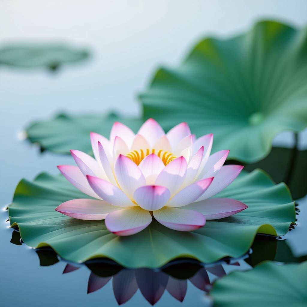Minimalist Japanese Lotus in Hyperdetailed Style