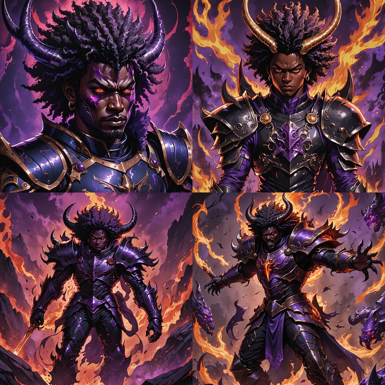 Demonic Warrior in Anime Style Armor