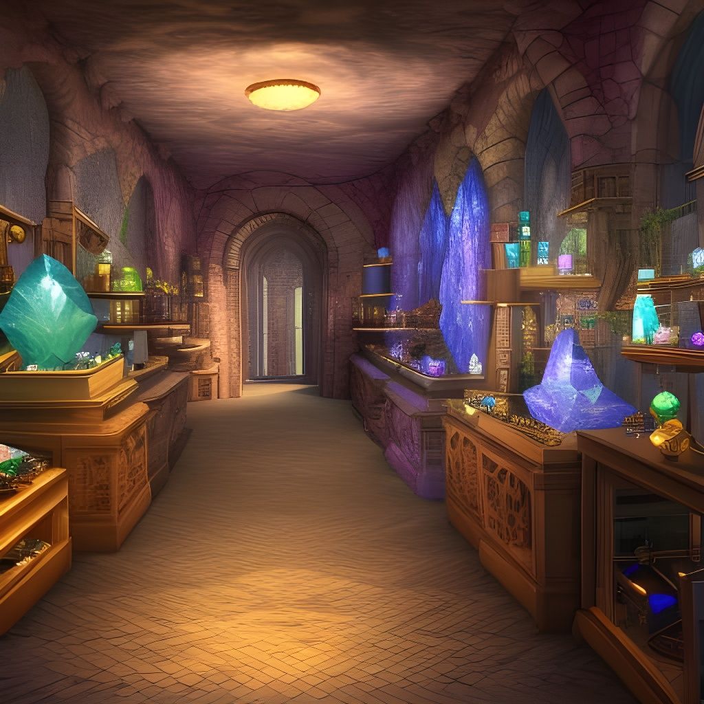 Detailed Crystal Shop in 3D Game Style