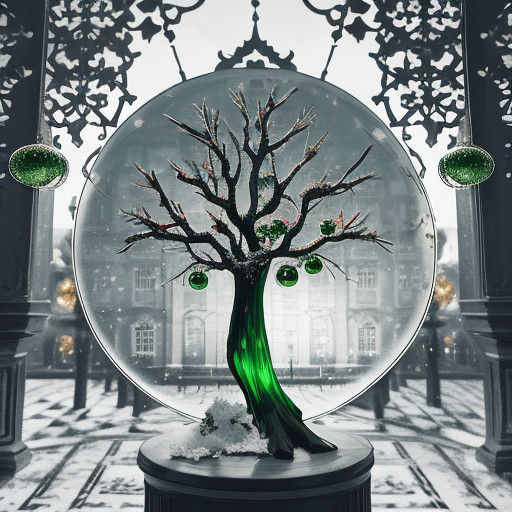 Surreal Christmas Ornament Festive Scene in Hyperrealistic S...