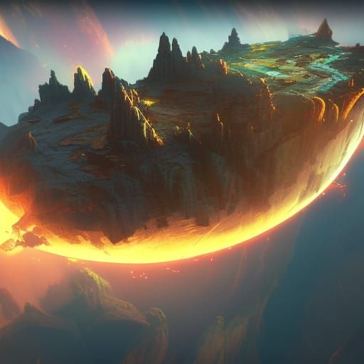Floating Island with Lasers: Fantasy Concept Art