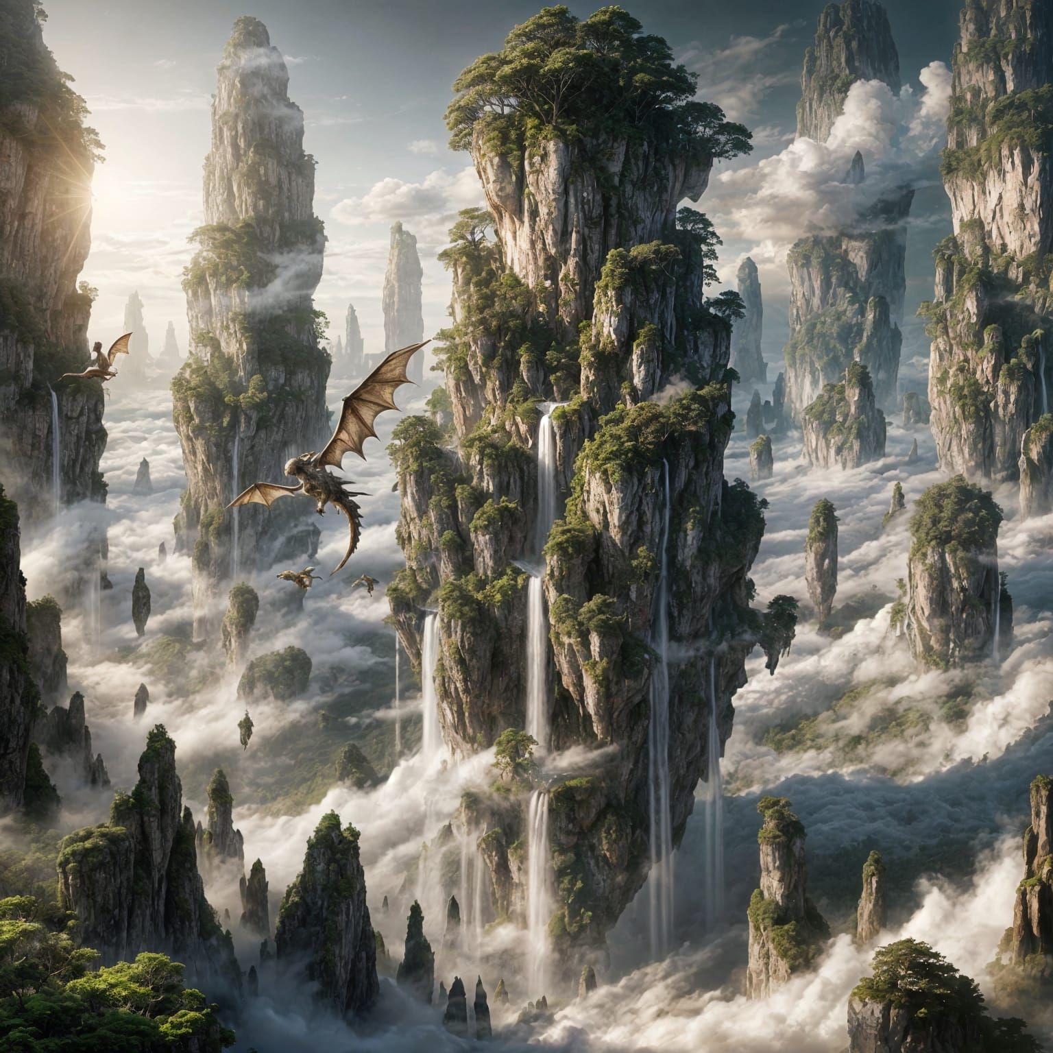 Colossal Floating Islands with Wyverns