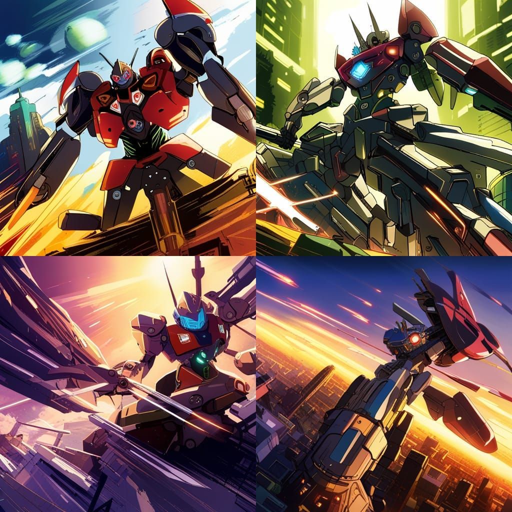 Anime Robot Knight in Epic Space Battle