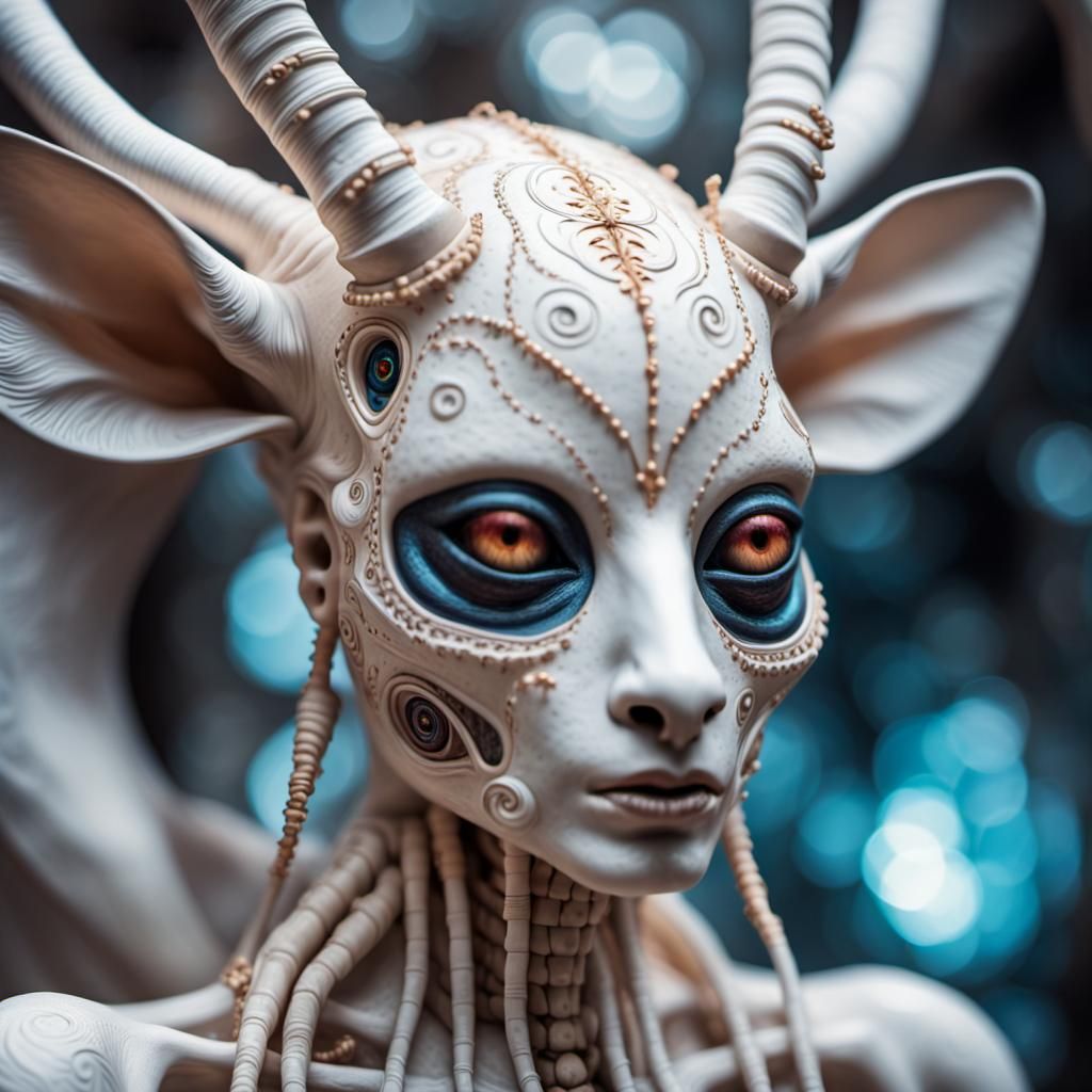 Albino Deer in Psychedelic Voodoo Style