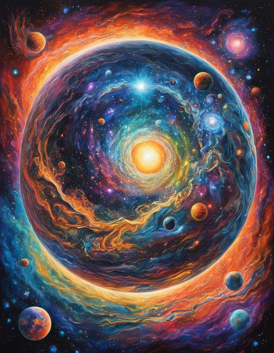 Spherical Cosmic Entity Radiates Vibrant Energy