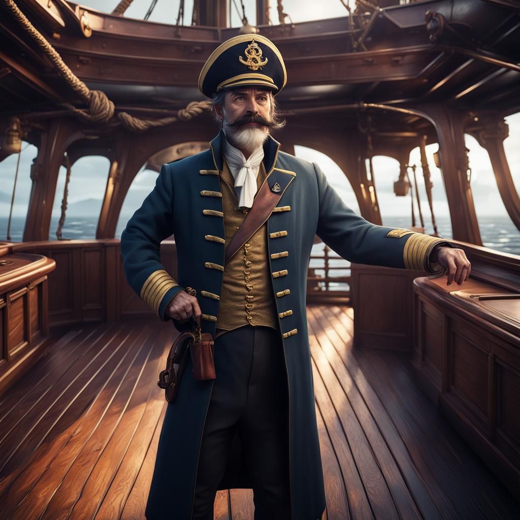 Dashing Fantasy Merchant Lord on Ship