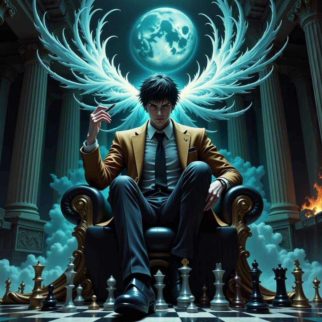 L's Strategic Chessboard Analysis in Surreal Style