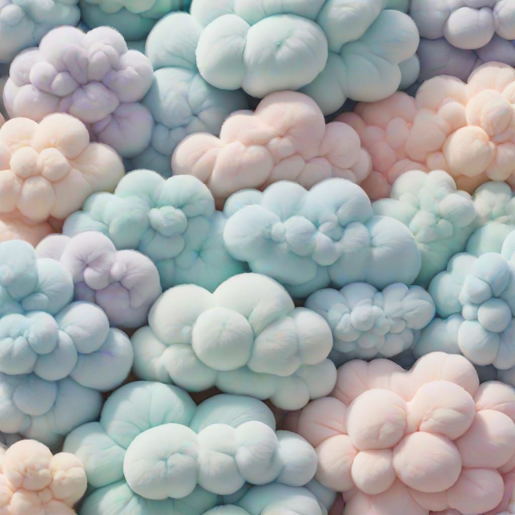 Dreamlike Illustration of Soft Plush Pillows on a Cloud