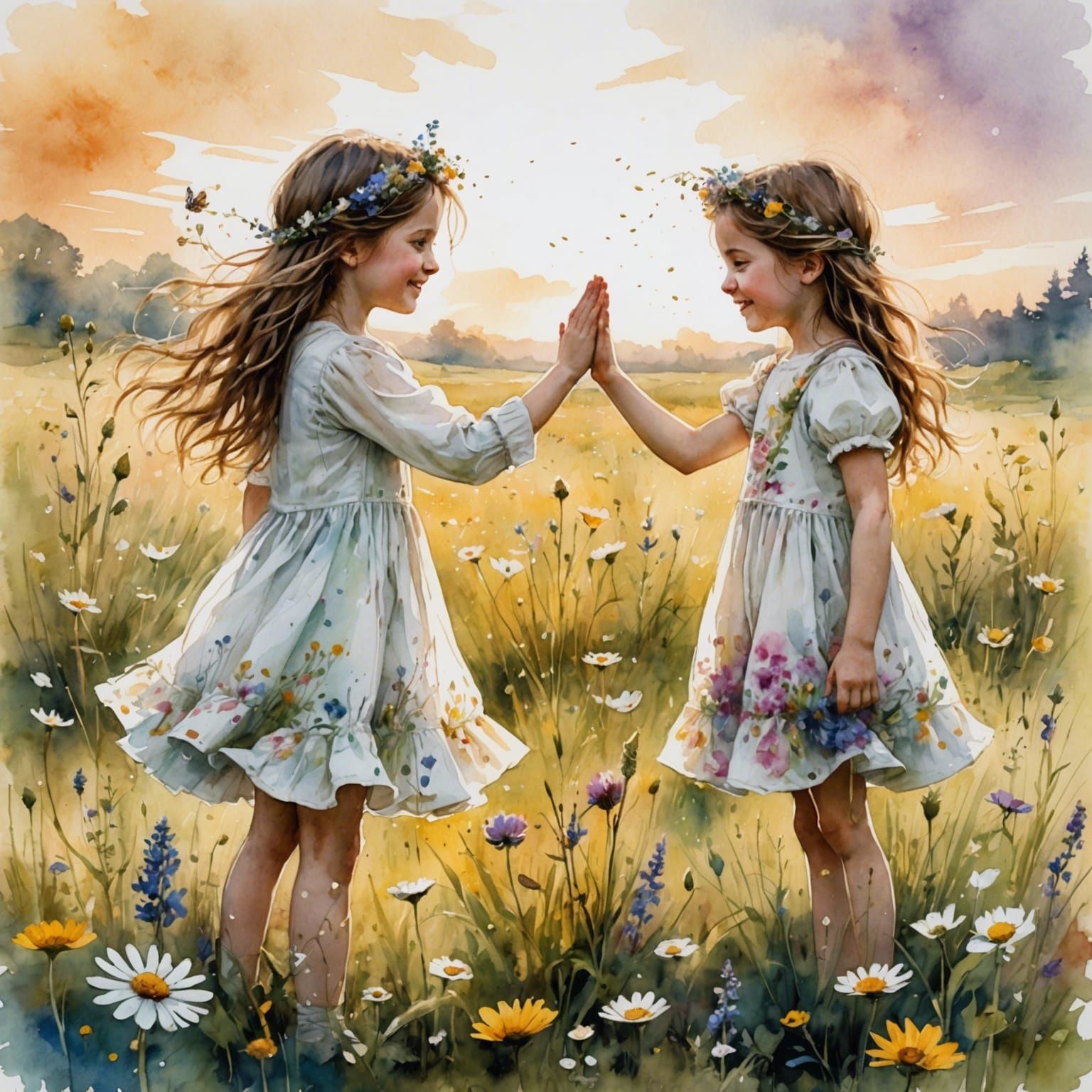 two friends giving each other high five!