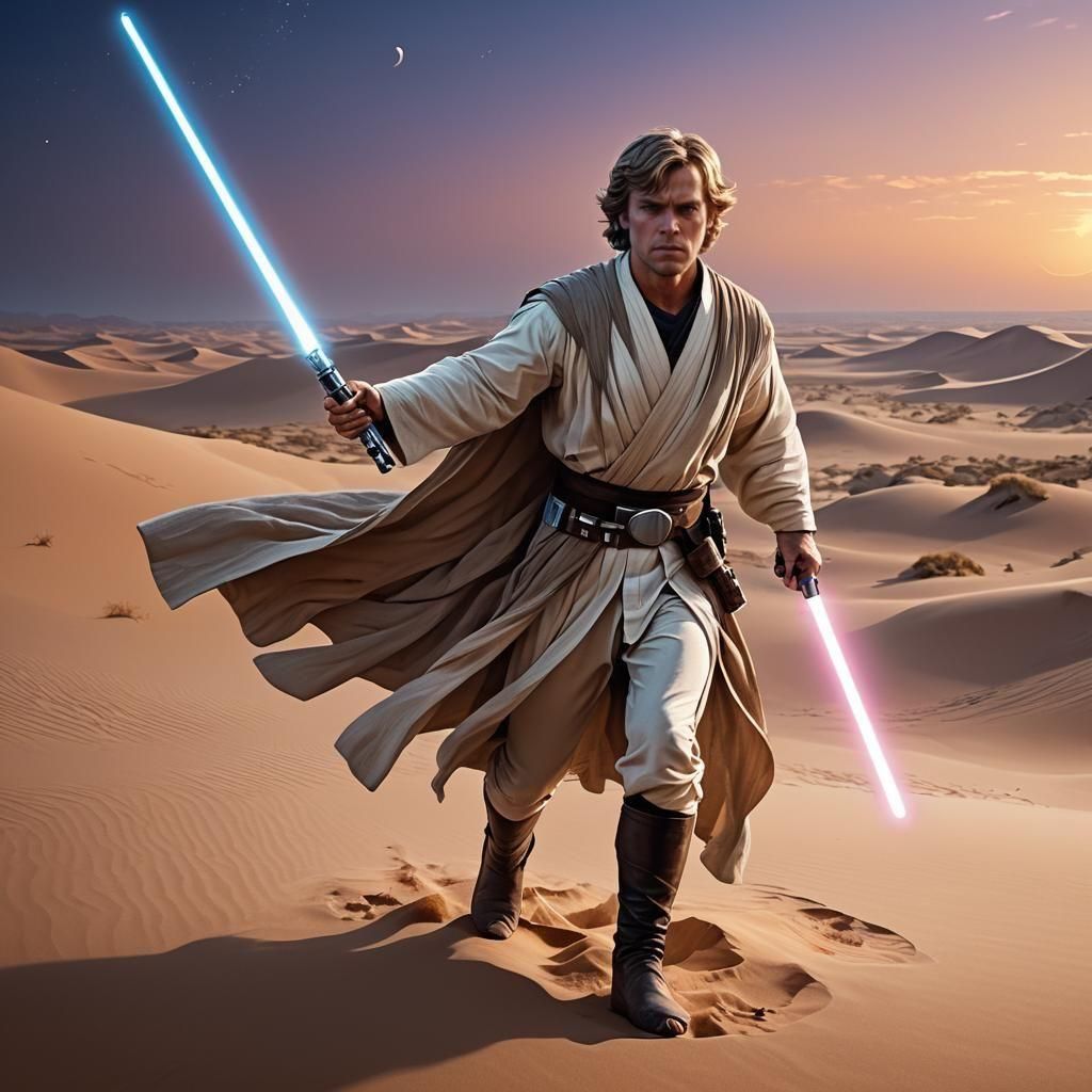 Jedi Master Lightsaber Practice: Fantasy Concept Art