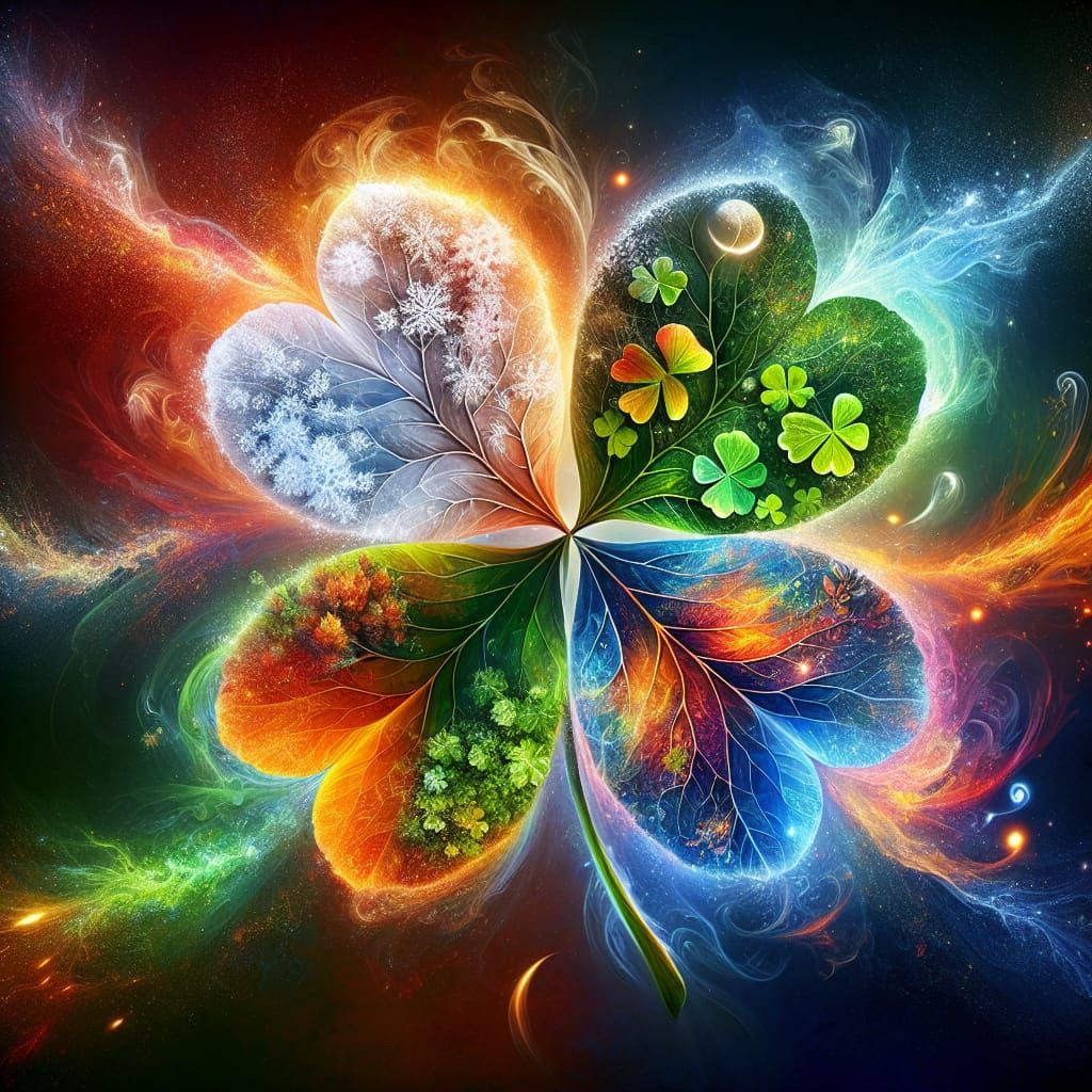 Four-Leaf Clover: A Vivid Seasonal Splash Art