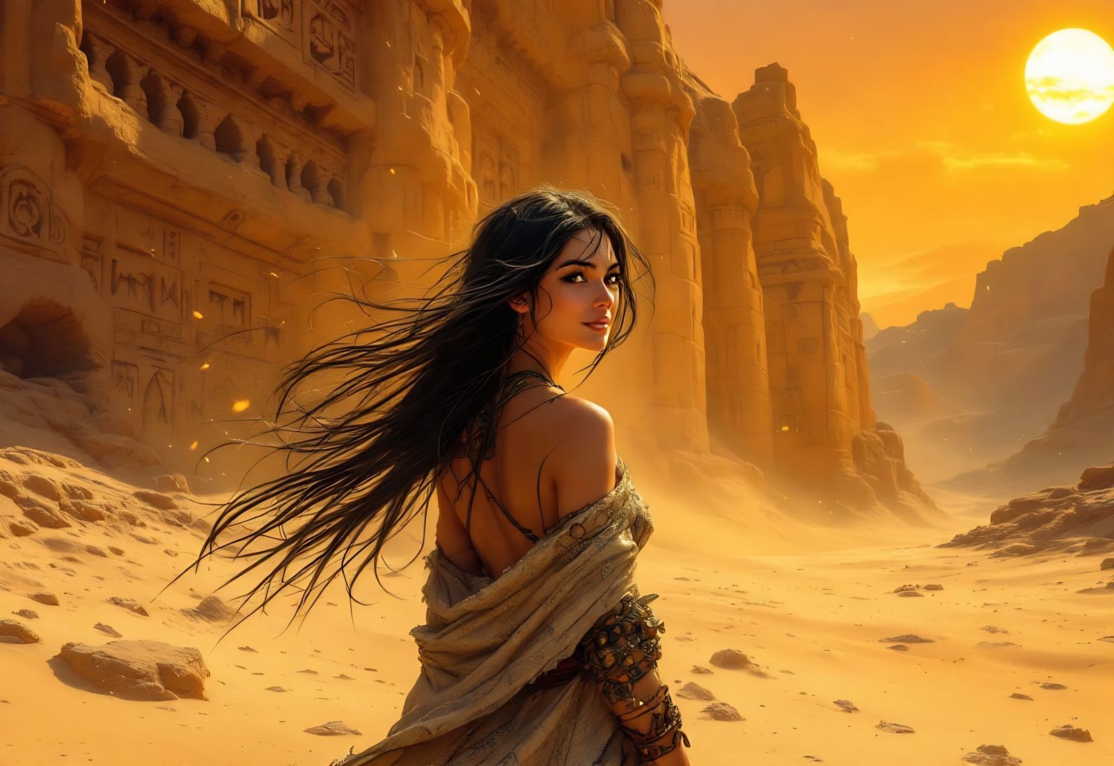 Nico Robin, Explorer in Mystical Desert Landscape