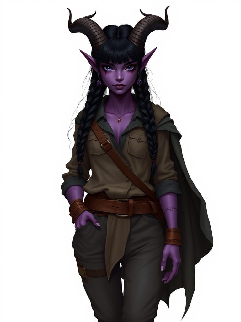 Elegant Tiefling Woman in Mystical Style