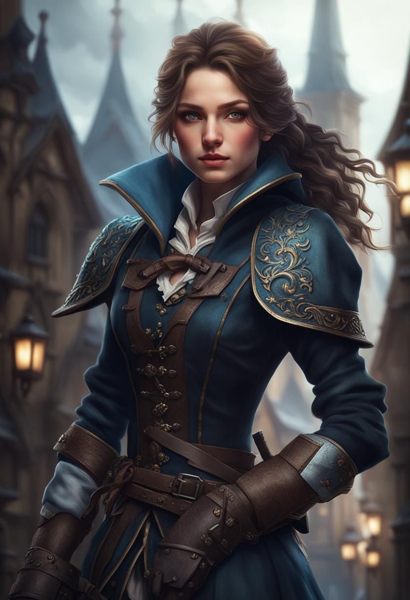 Beautiful Female Musketeer Portrait in Digital Art Style