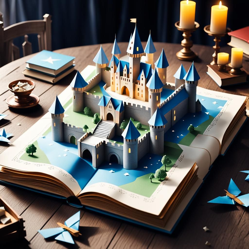 Magical Castle Pop-Up Book in Origami Style
