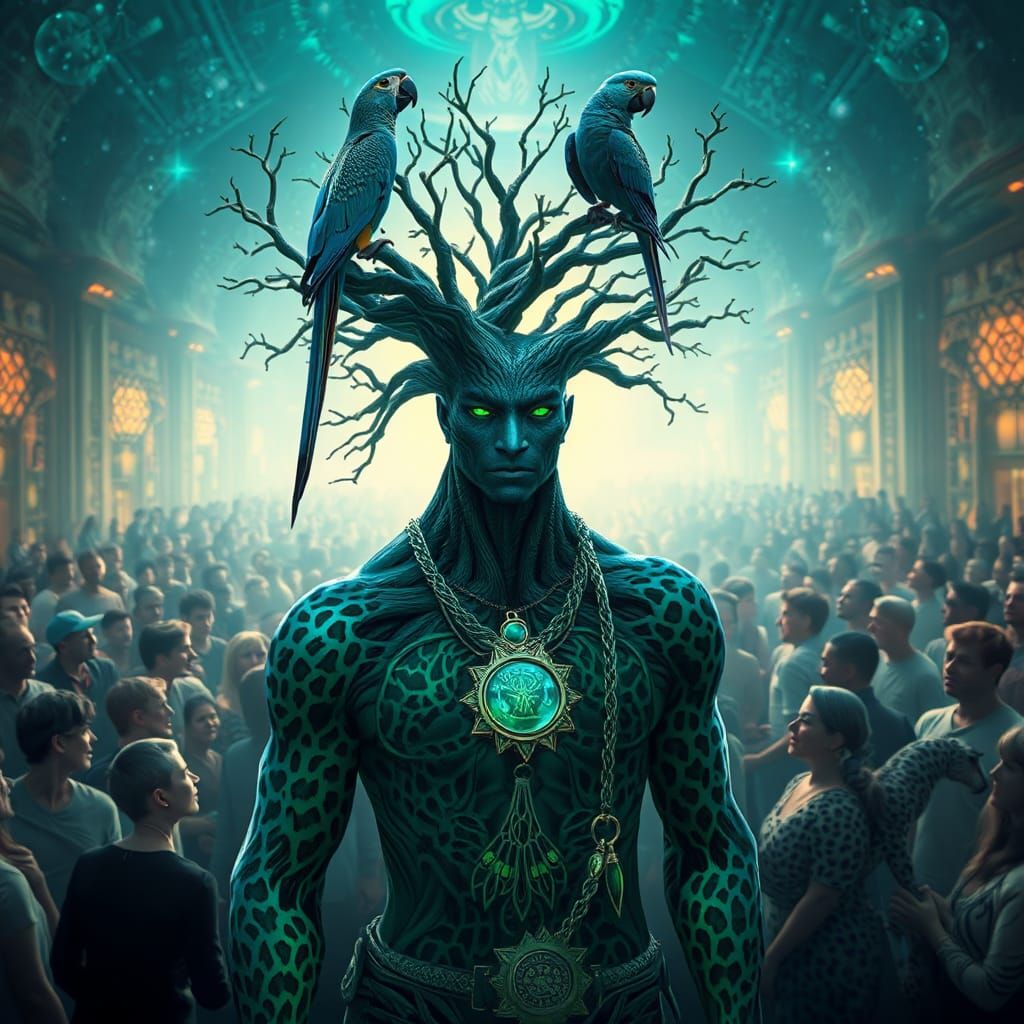 Leopard Shaman in City of Light, Dreamlike