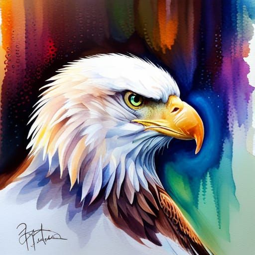 Vibrant Watercolor Eagle with Graffiti Elements