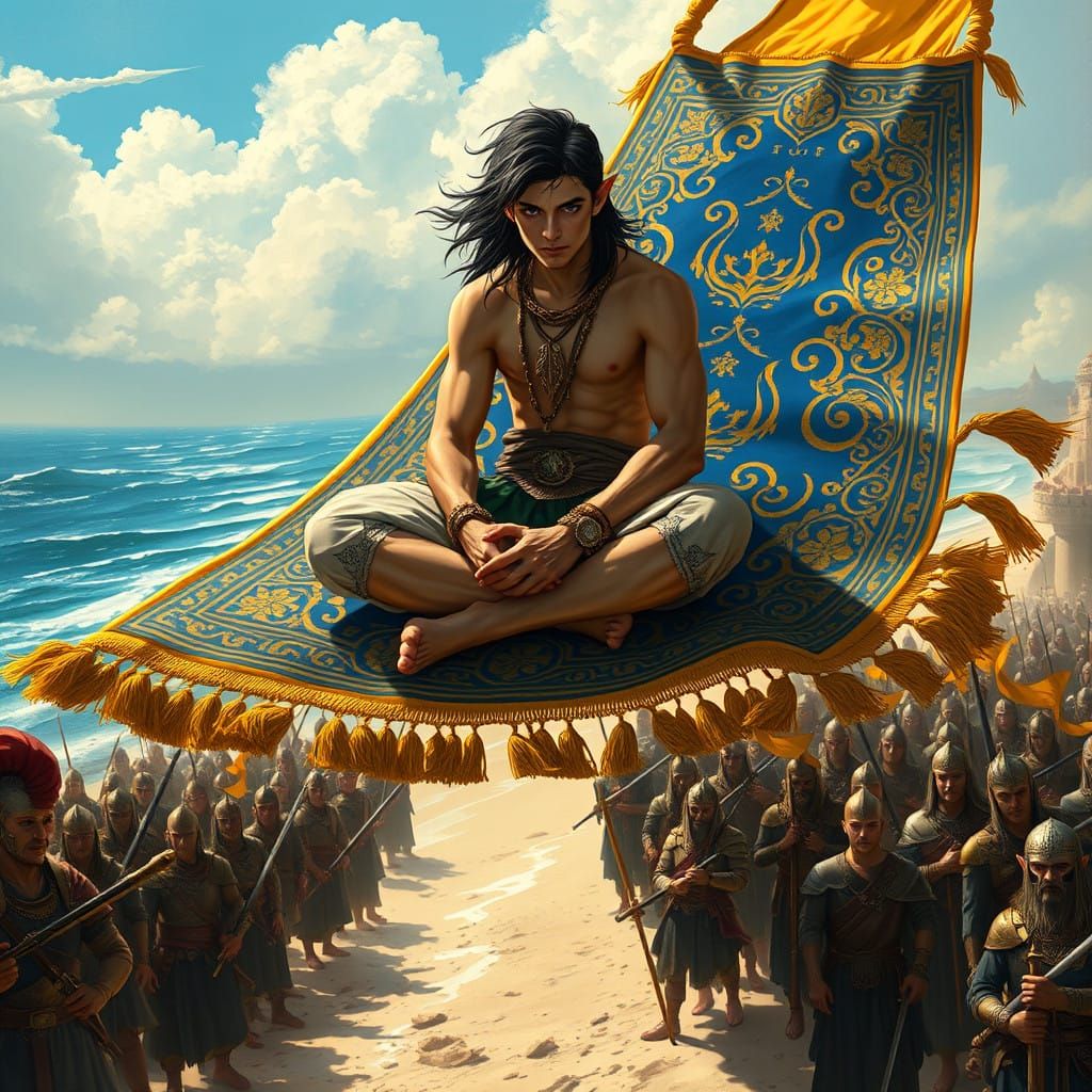 Elven Carpet Rider in Golden Light