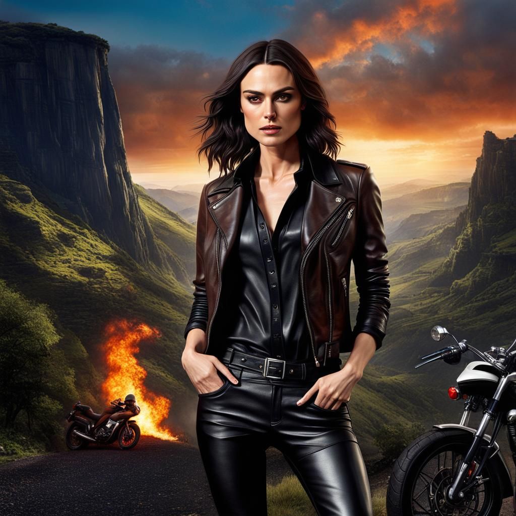 Keira Knightley Ultrarealistic Photoshoot in Biker Style