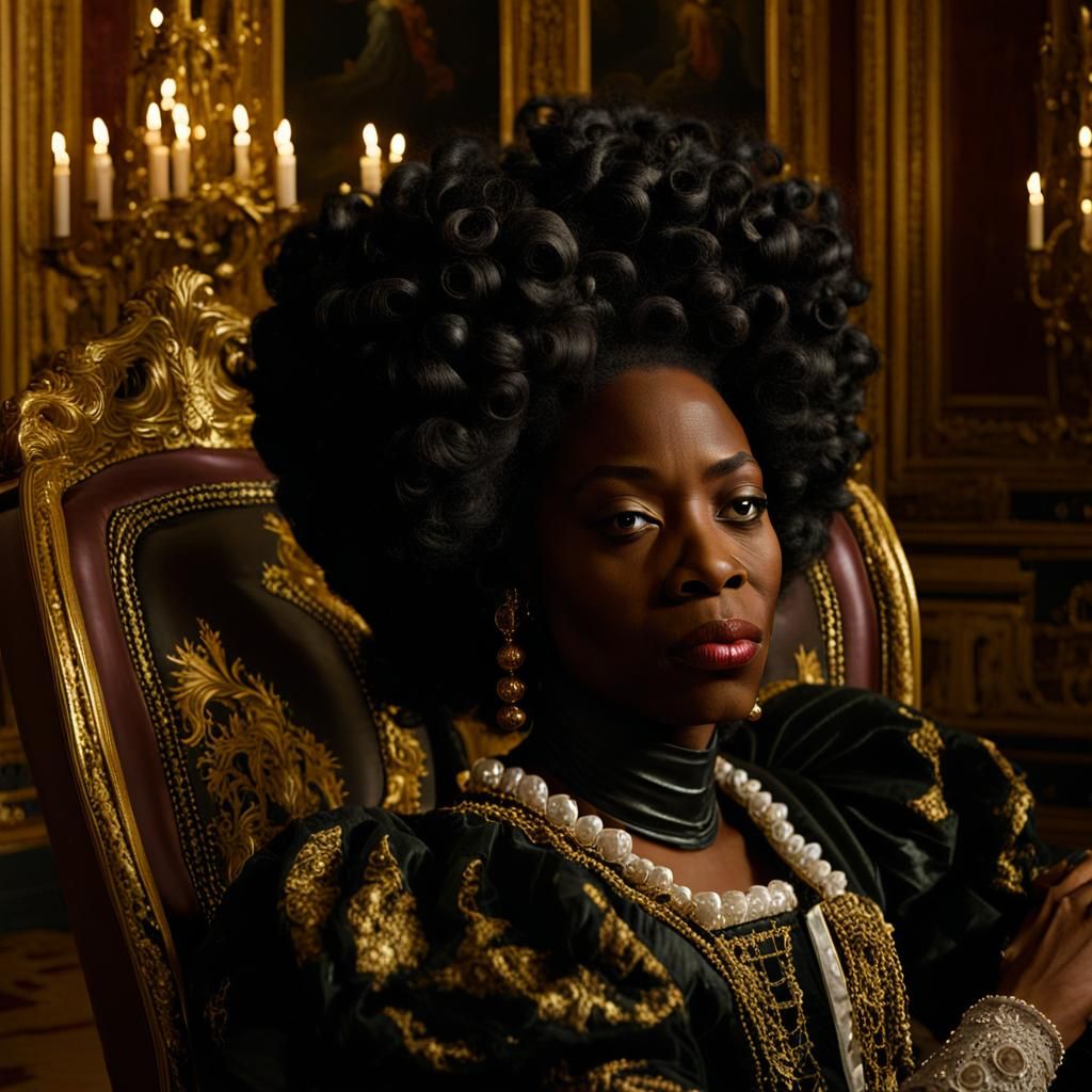 Dark Rococo: Black Marie Antoinette in Leather Gown