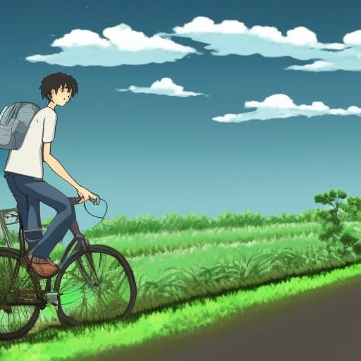 ghibli style bike ride
