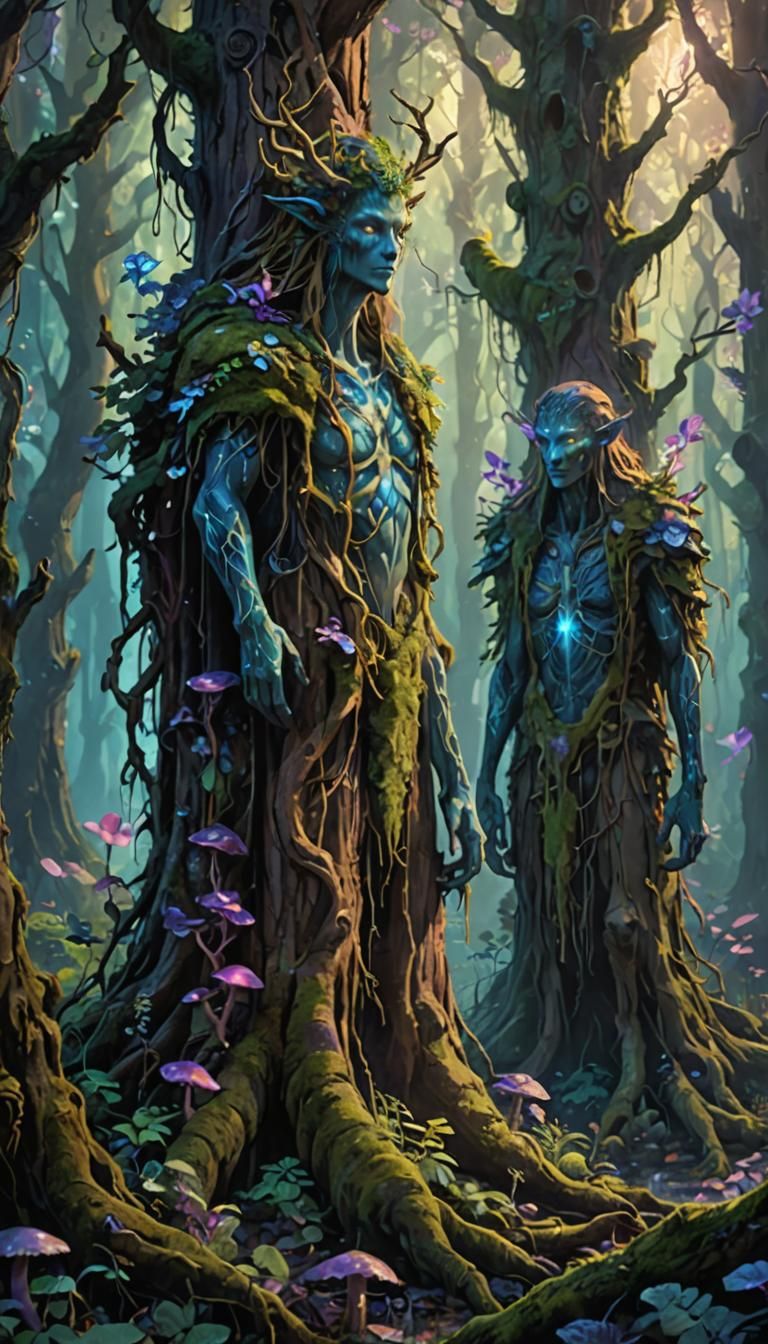 Mystical Forest Spirits in Enchanted Landscape