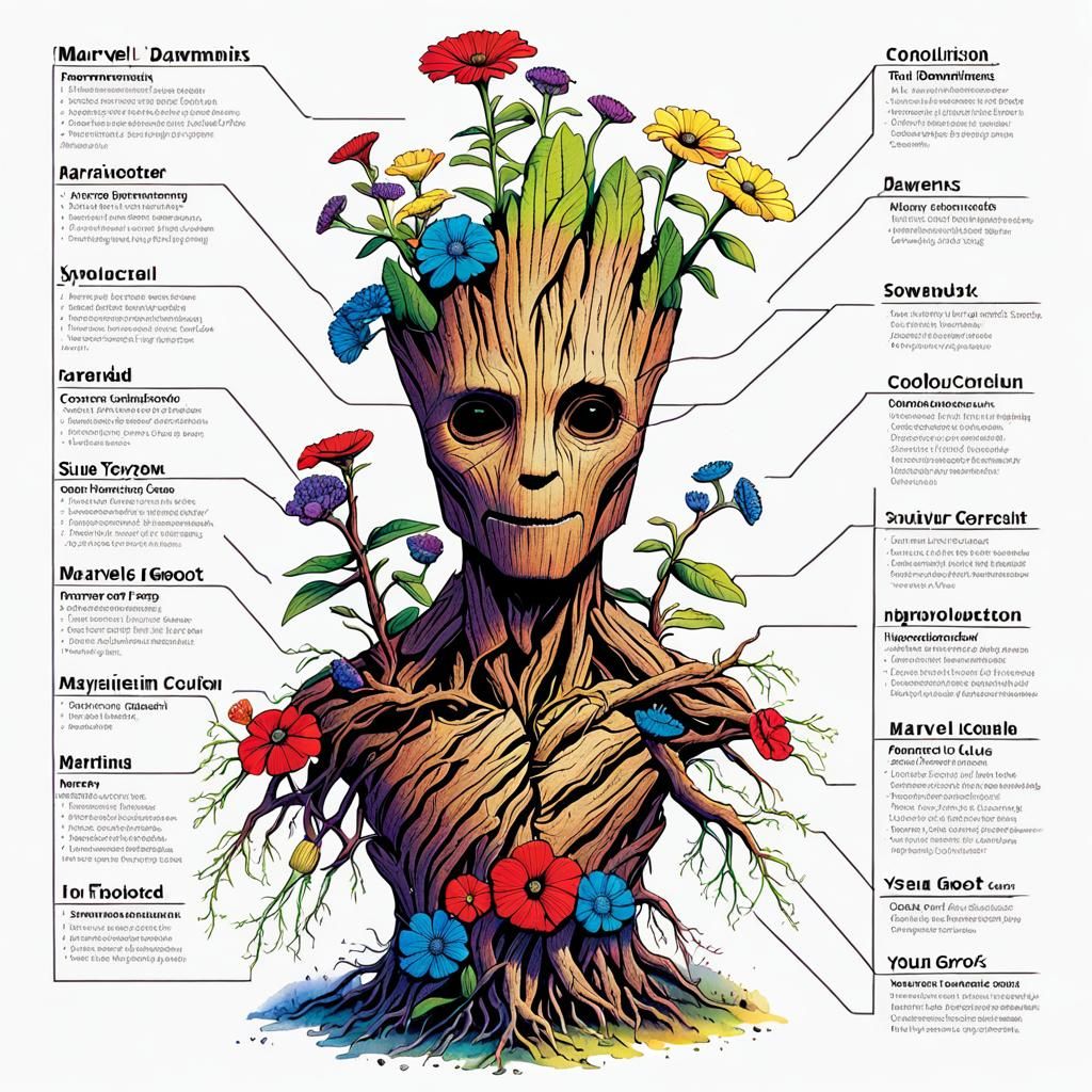 Groot's Internal Plant Structure: Ink Biology Diagram