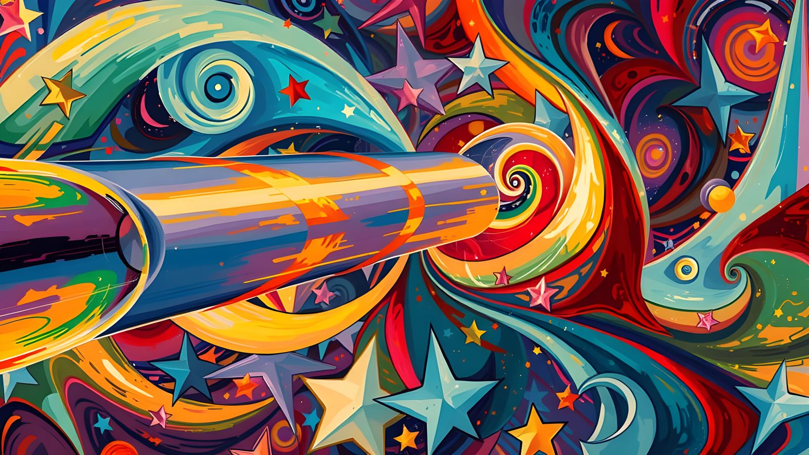 Hyper Velocity Cylinder in Vibrant Oil Painting Style