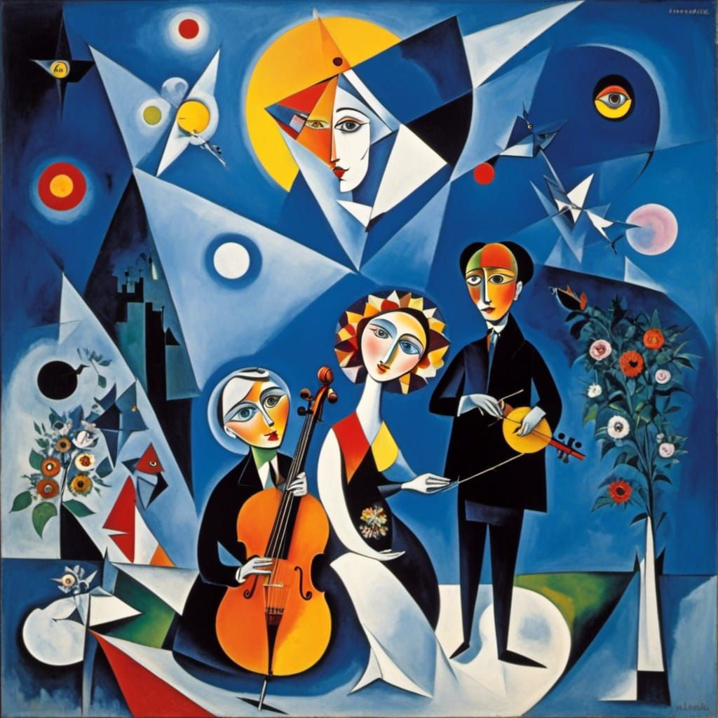 Whimsical Cubism Inspired by Masters