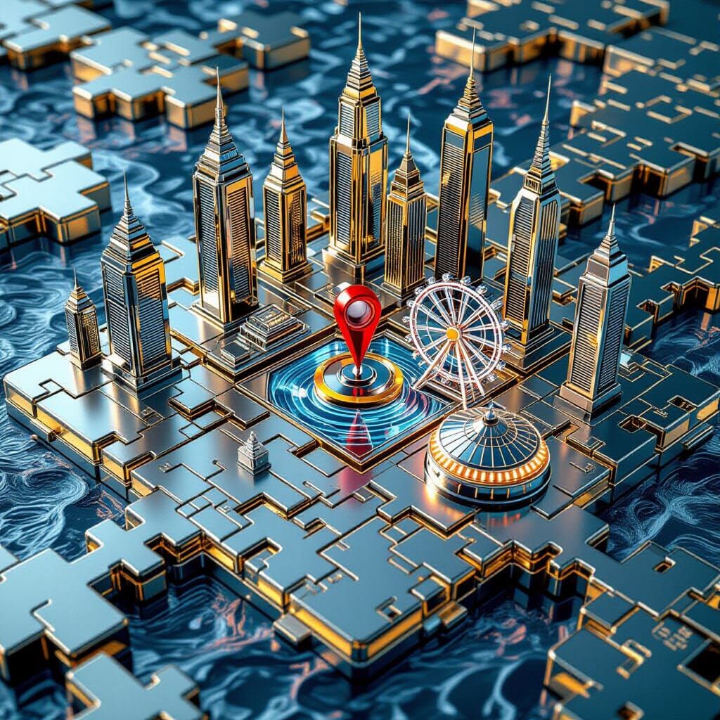 Futuristic Modular World from Above in Cyberpunk Style