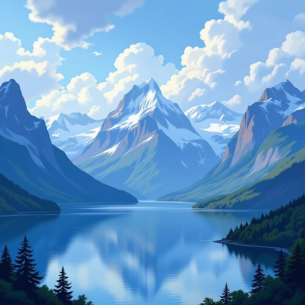 Majestic Mountains Reflect on Serene Lake