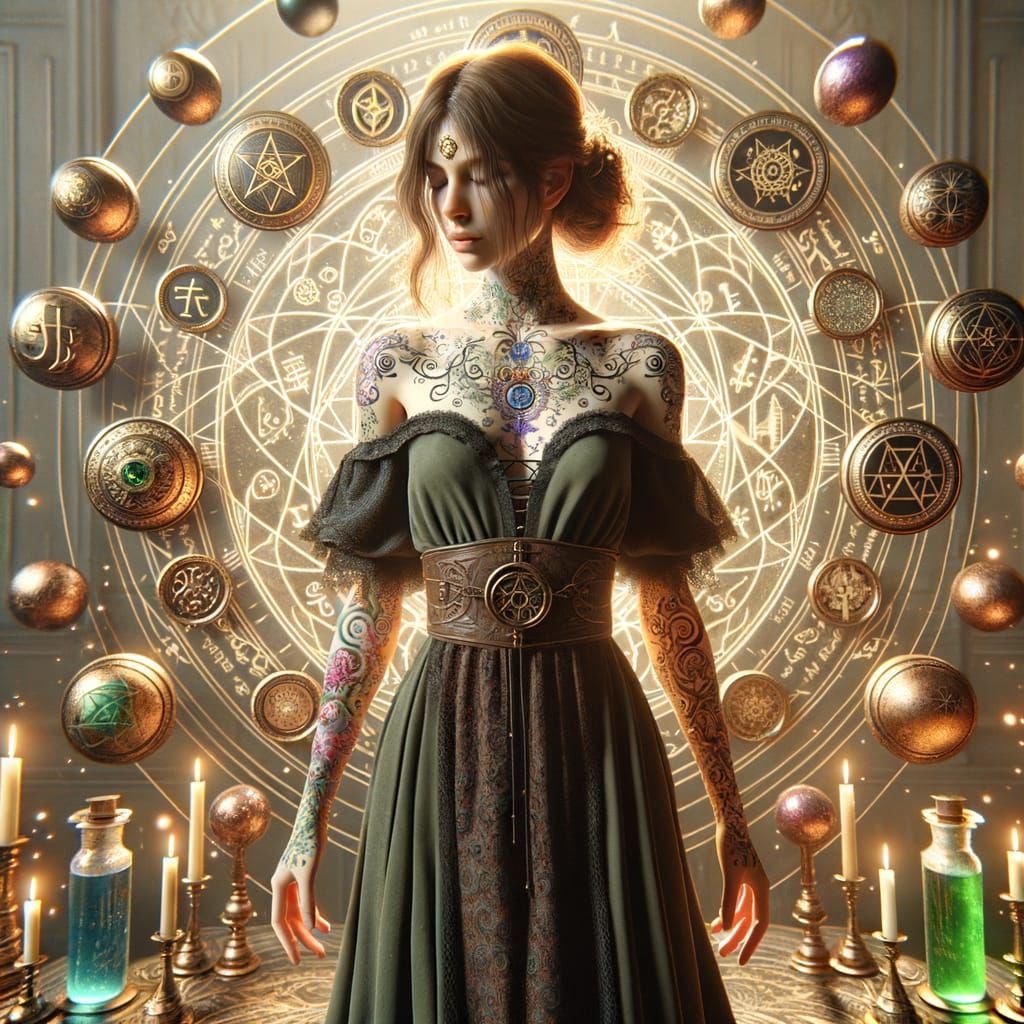 Mystical Sorceress Captured in Alchemical Splendor