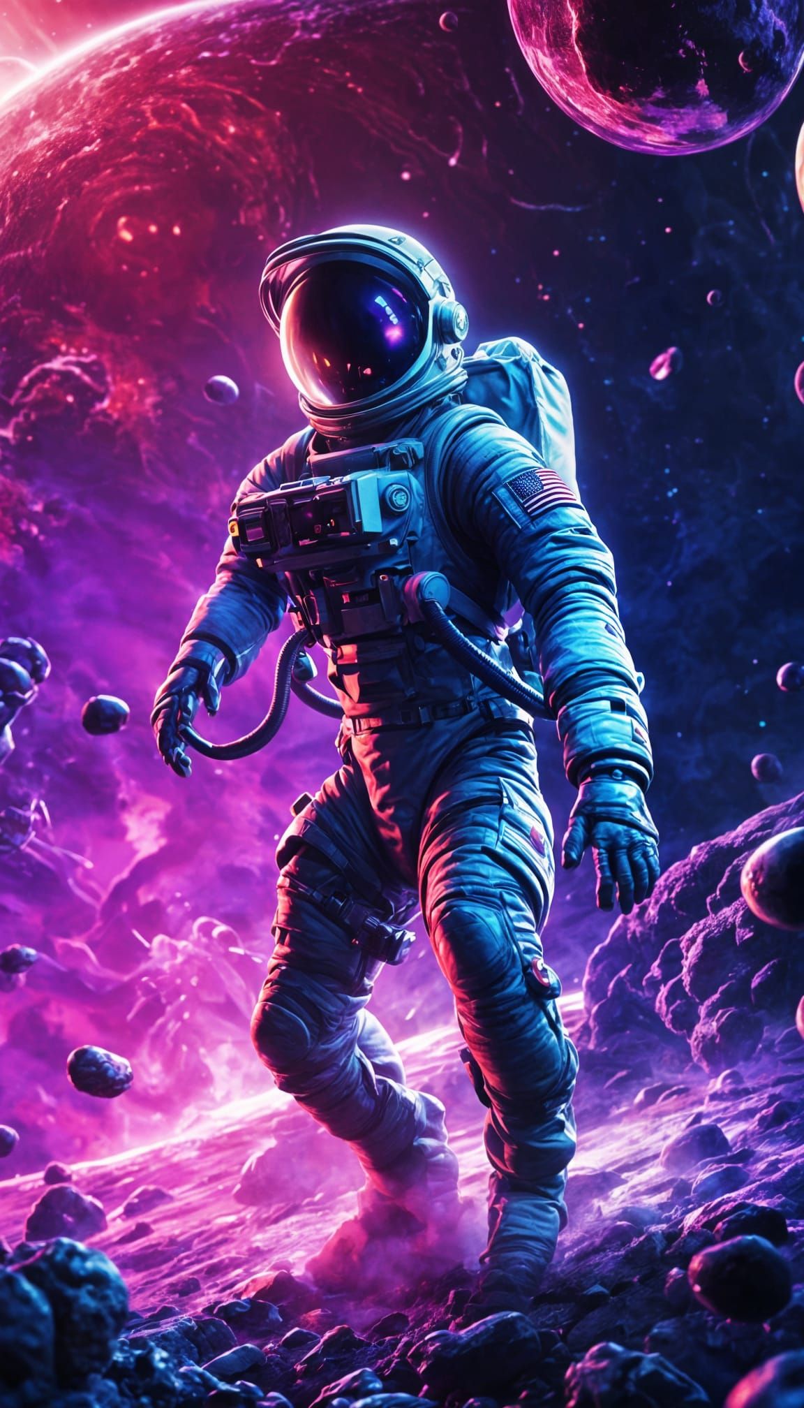 Astronaut Battles Alien in Dystopian Landscape