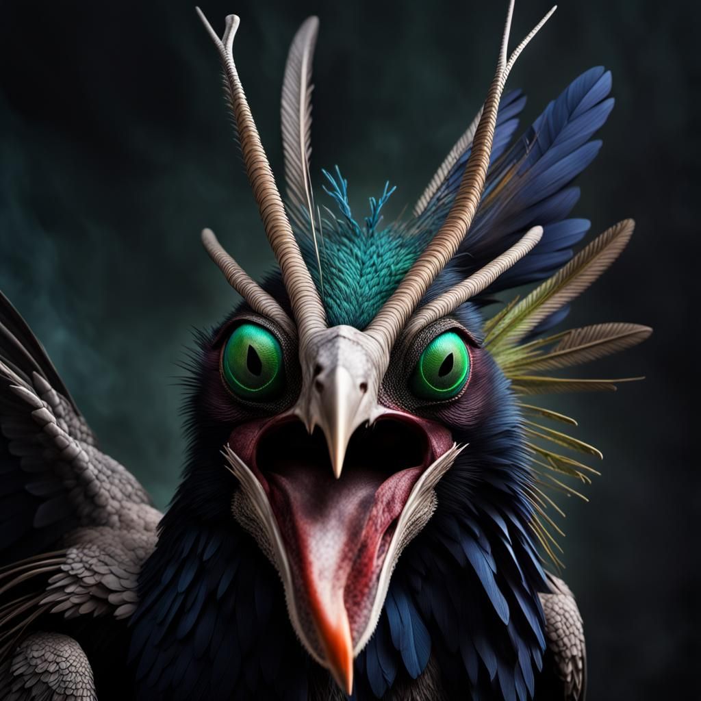 menacing evil scary snarling huge fangs teeth masquito, humi...