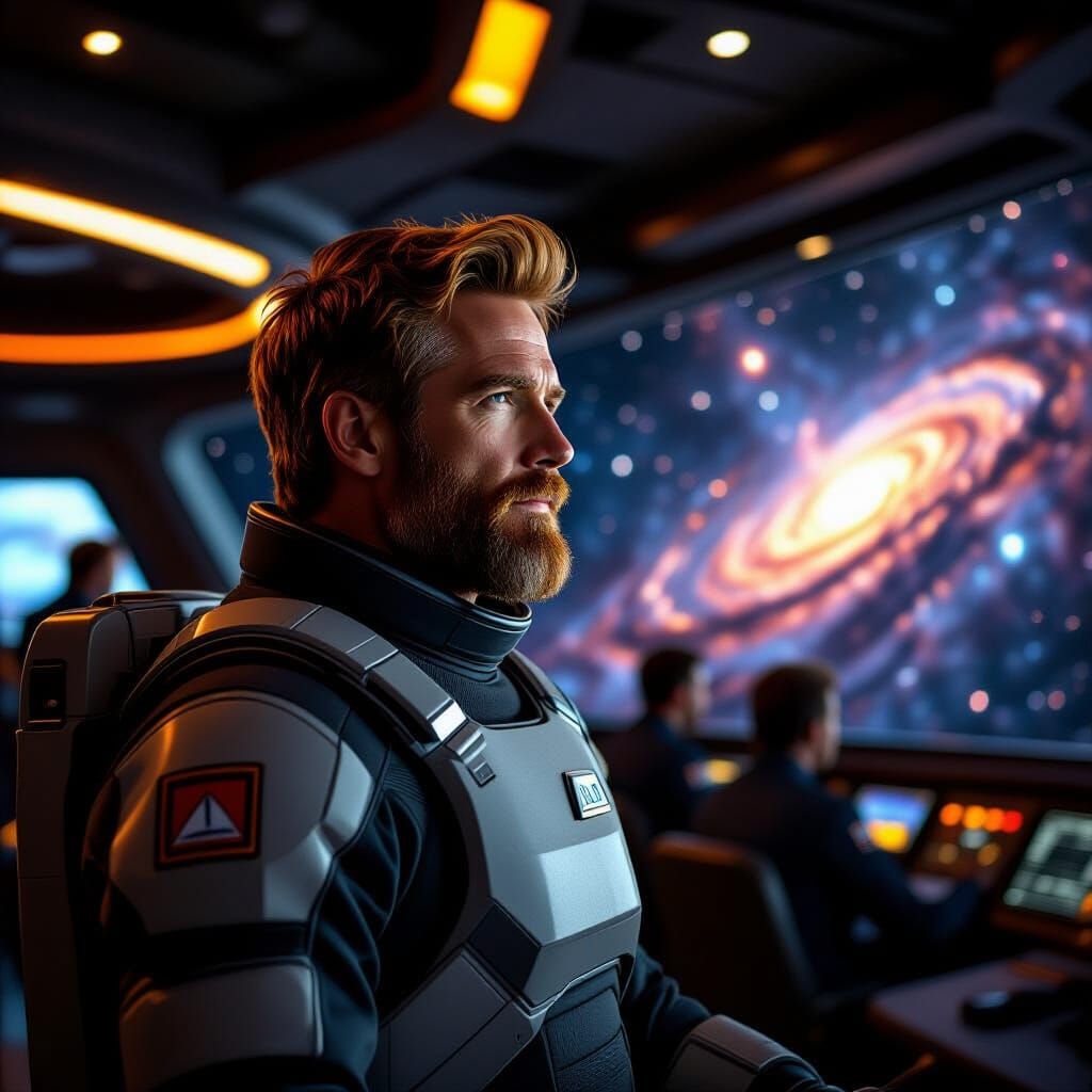 Photorealistic Space Explorer on Starship Bridge